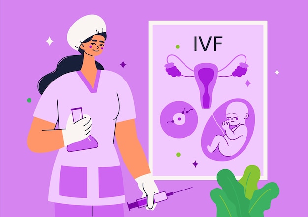 Vetor grátis ilustração de ivf de design plano desenhado à mão