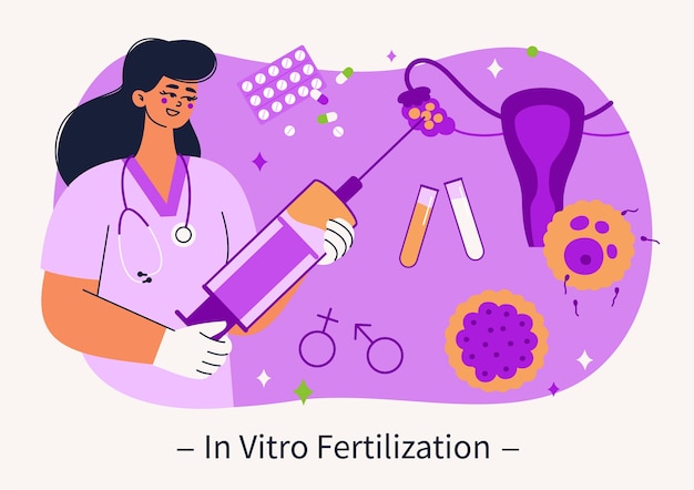 Vetor grátis ilustração de ivf de design plano desenhado à mão