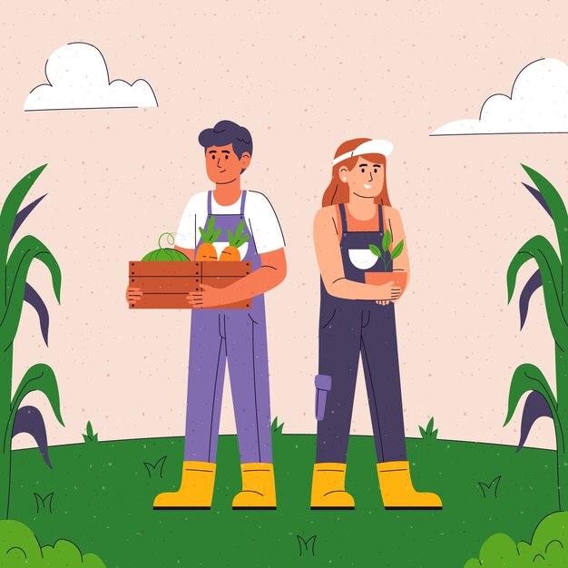 Ilustração de jardinagem desenhada à mão