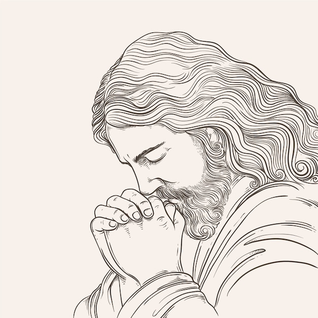 Vetor grátis ilustração de jesus desenhada à mão