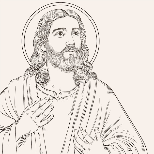 Ilustração de Jesus desenhada à mão