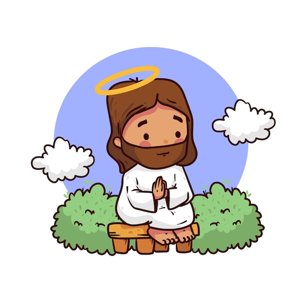 Vetor grátis ilustração de jesus kawaii desenhada de mão