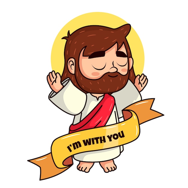 Vetor grátis ilustração de jesus kawaii desenhada de mão