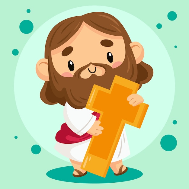 Ilustração de jesus kawaii desenhada de mão