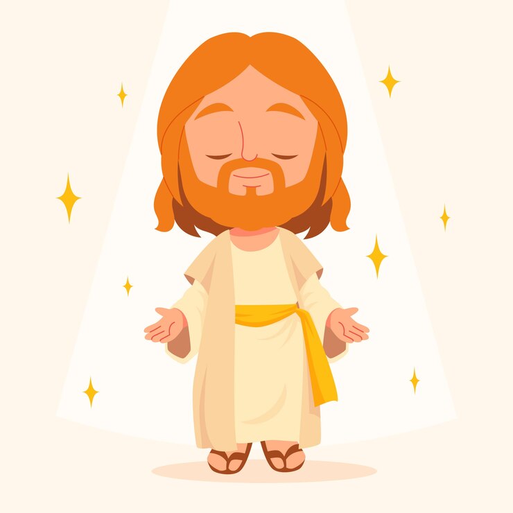 Vetor grátis ilustração de jesus kawaii desenhada de mão