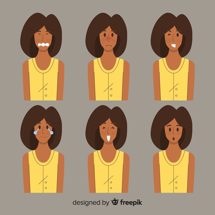 Vetor grátis ilustração, de, jovens, com, diferente, emoções