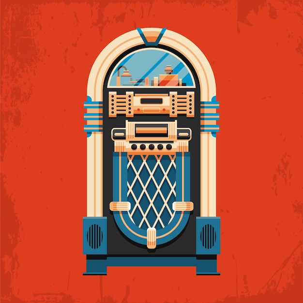 Vetor grátis ilustração de jukebox de design plano