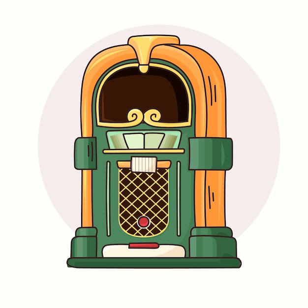Vetor grátis ilustração de jukebox desenhada à mão