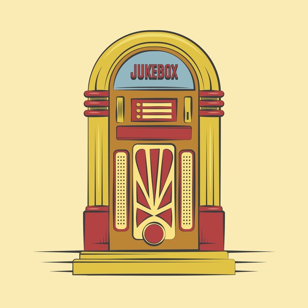 Vetor grátis ilustração de jukebox desenhada à mão