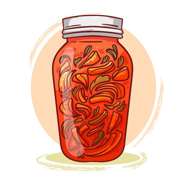 Ilustração de kimchi desenhada à mão