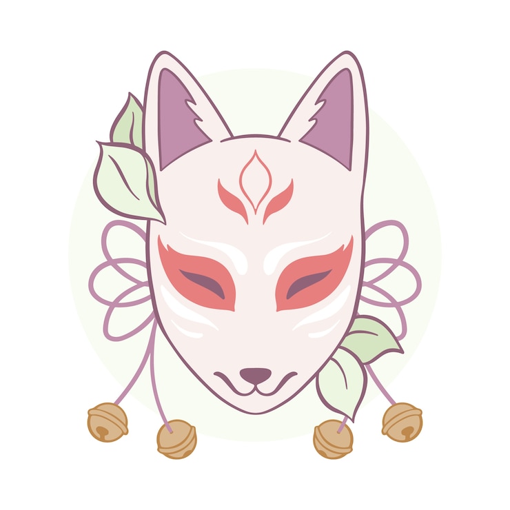 Vetor grátis ilustração de kitsune desenhada à mão