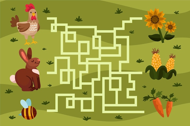 Vetor grátis ilustração de labirinto para crianças