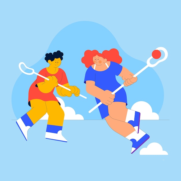 Vetor grátis ilustração de lacrosse de design plano desenhado à mão