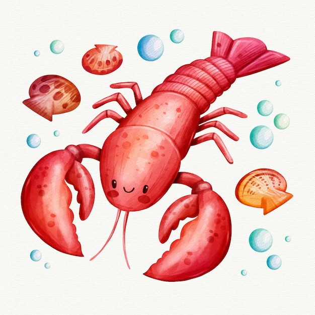 Vetor grátis ilustração de lagosta em aquarela