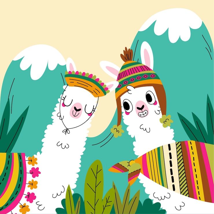 Vetor grátis ilustração de lhama peru desenhada de mão