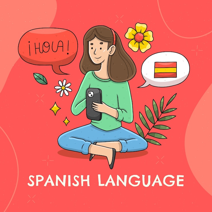 Vetor grátis ilustração de língua espanhola desenhada de mão