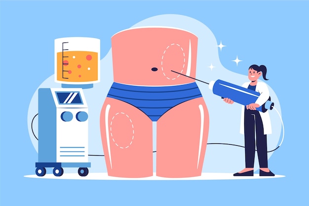 Vetor grátis ilustração de lipoaspiração de design plano desenhado à mão