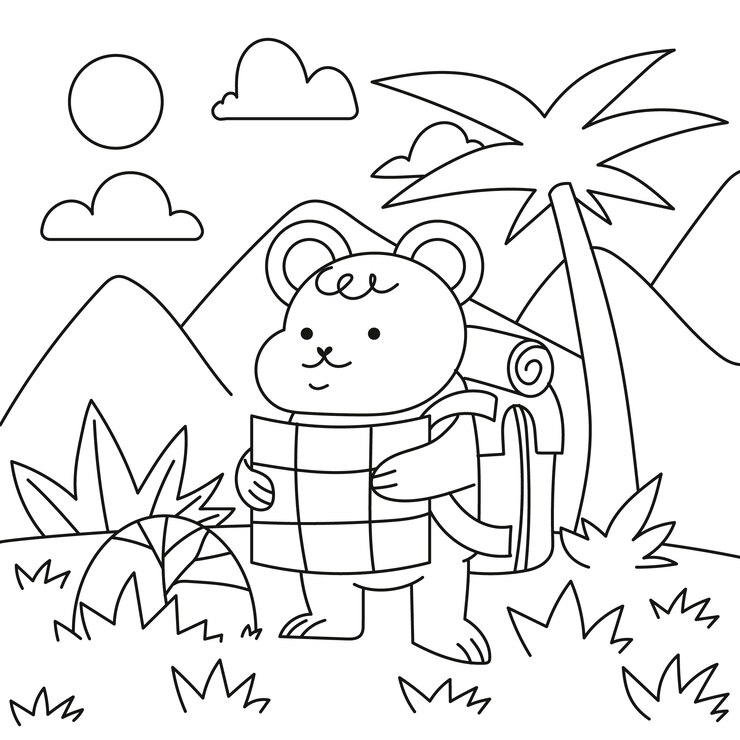 Vetor grátis ilustração de livro de colorir kawaii desenhado à mão