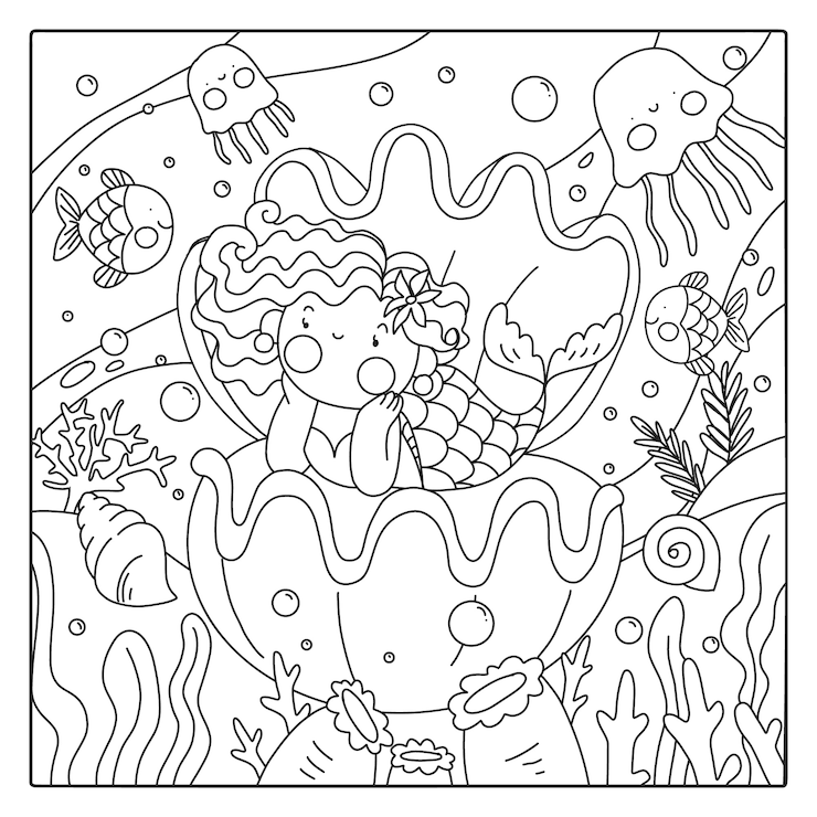 Vetor grátis ilustração de livro de colorir kawaii desenhado à mão