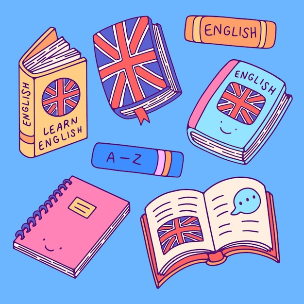 Ilustração de livro em inglês desenhada à mão