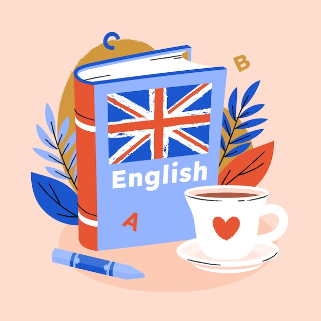 Ilustração de livro em inglês desenhada à mão