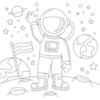 Vetor grátis ilustração de livro para colorir de astronauta desenhada de mão