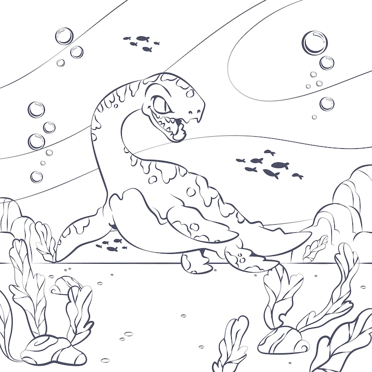 Vetor grátis ilustração de livro para colorir de dinossauro desenhada à mão