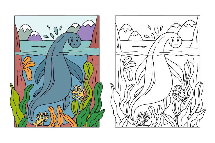 Vetor grátis ilustração de livro para colorir de dinossauro desenhada à mão