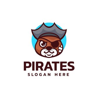 Ilustração de logotipo vetorial pirata urso simples mascote estilo
