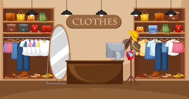 Vetor grátis ilustração de loja de roupas da moda