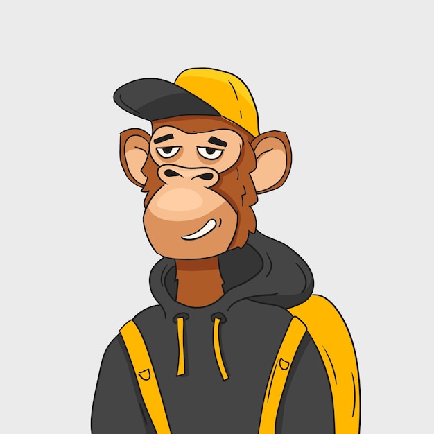 Ilustração de macaco estilo nft desenhada à mão