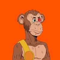 Vetor grátis ilustração de macaco estilo nft desenhada à mão