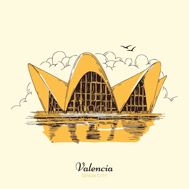 Ilustração de mão desenhada valencia espanha