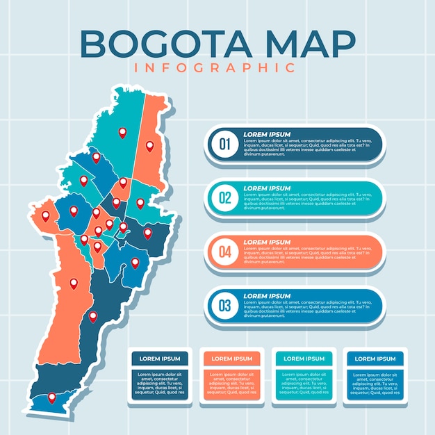 Ilustração de mapa de bogotá de design plano