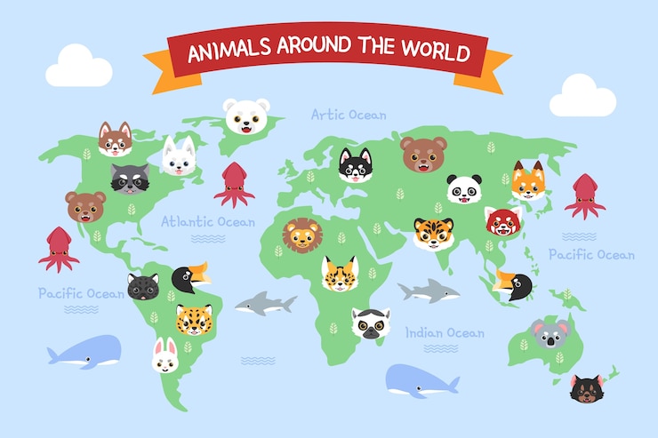 Vetor grátis ilustração de mapa de crianças desenhadas à mão