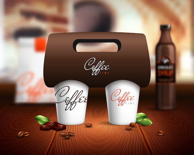 Ilustração de maquete de xícaras de café