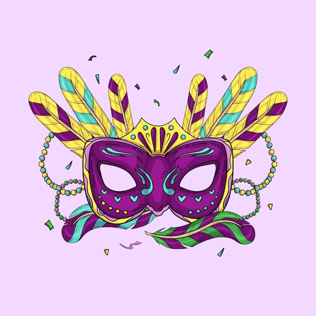 Ilustração de mardi gras desenhada à mão