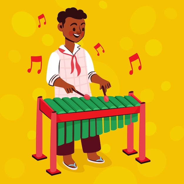 Ilustração de marimba desenhada à mão