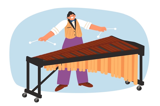 Vetor grátis ilustração de marimba desenhada à mão