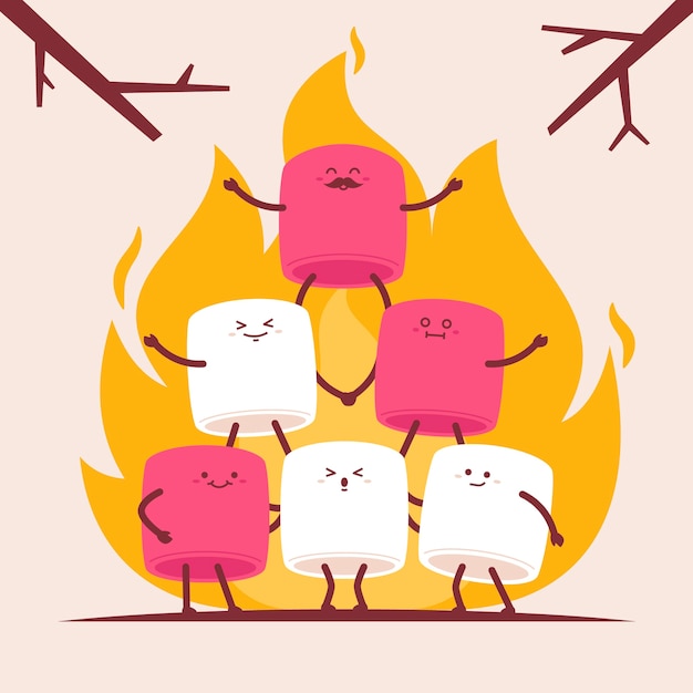 Vetor grátis ilustração de marshmallow desenhada à mão