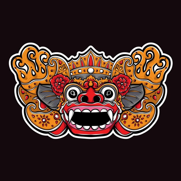 Ilustração de máscara de barong balinesa