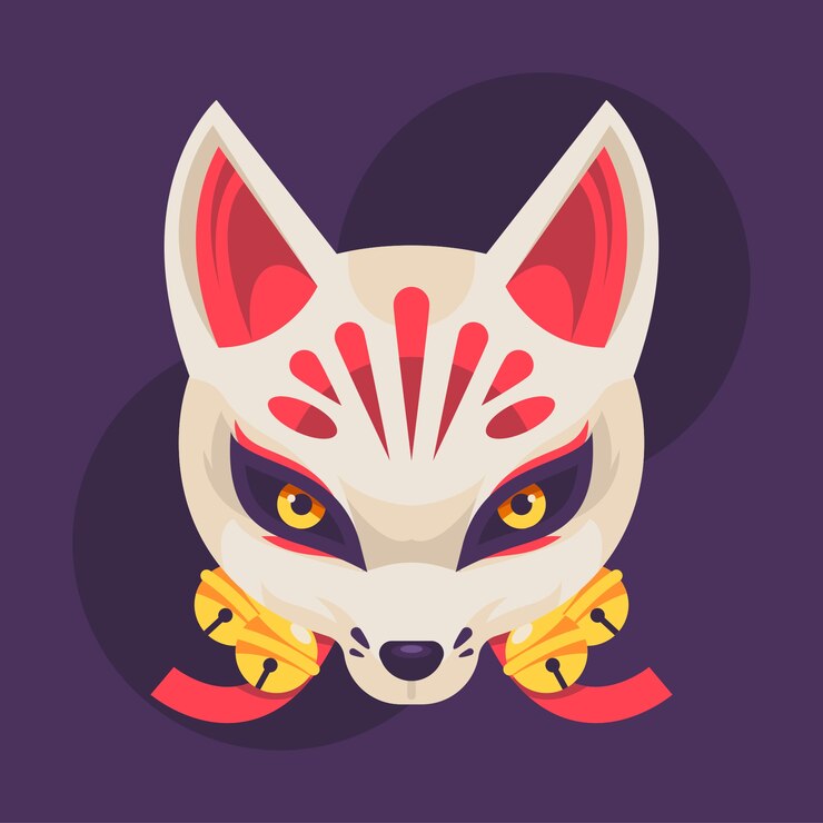 Vetor grátis ilustração de máscara kitsune de design plano desenhado à mão