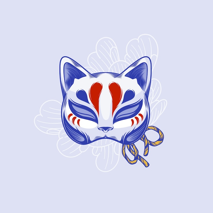 Vetor grátis ilustração de máscara kitsune desenhada à mão