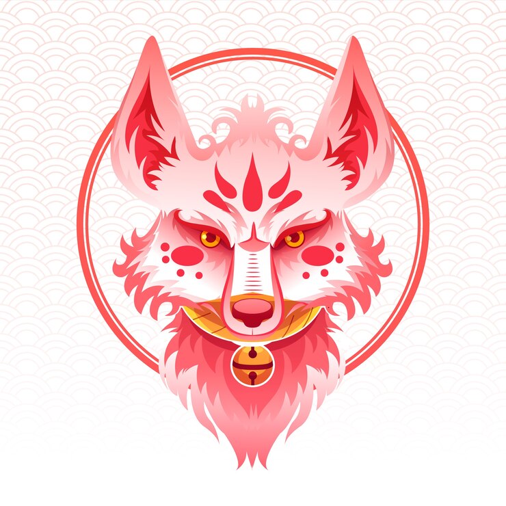 Vetor grátis ilustração de máscara kitsune gradiente