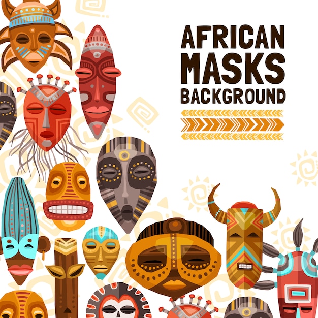 Vetor grátis ilustração de máscaras tribais étnicas africanas