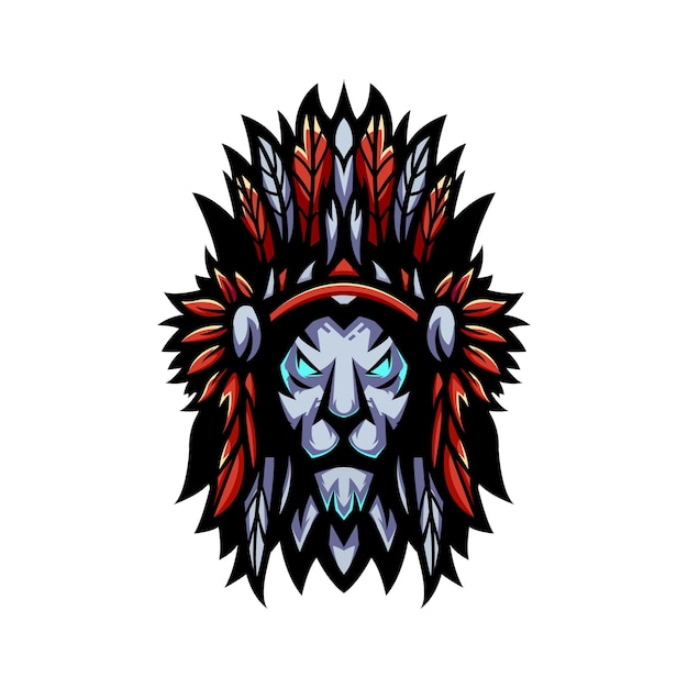 Vetor grátis ilustração de mascote de leão apache