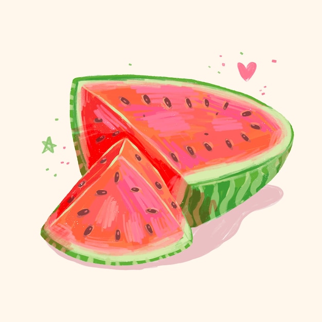 Vetor grátis ilustração de melancia desenhada à mão