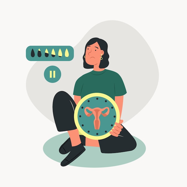 Ilustração de menopausa de design plano desenhado à mão