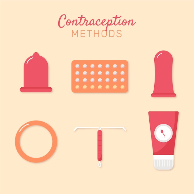 Ilustração de métodos de contracepção