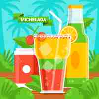 Vetor grátis ilustração de michelada fresca de design plano